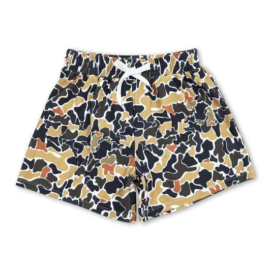 Khaki camo kids boy summer swim trunks