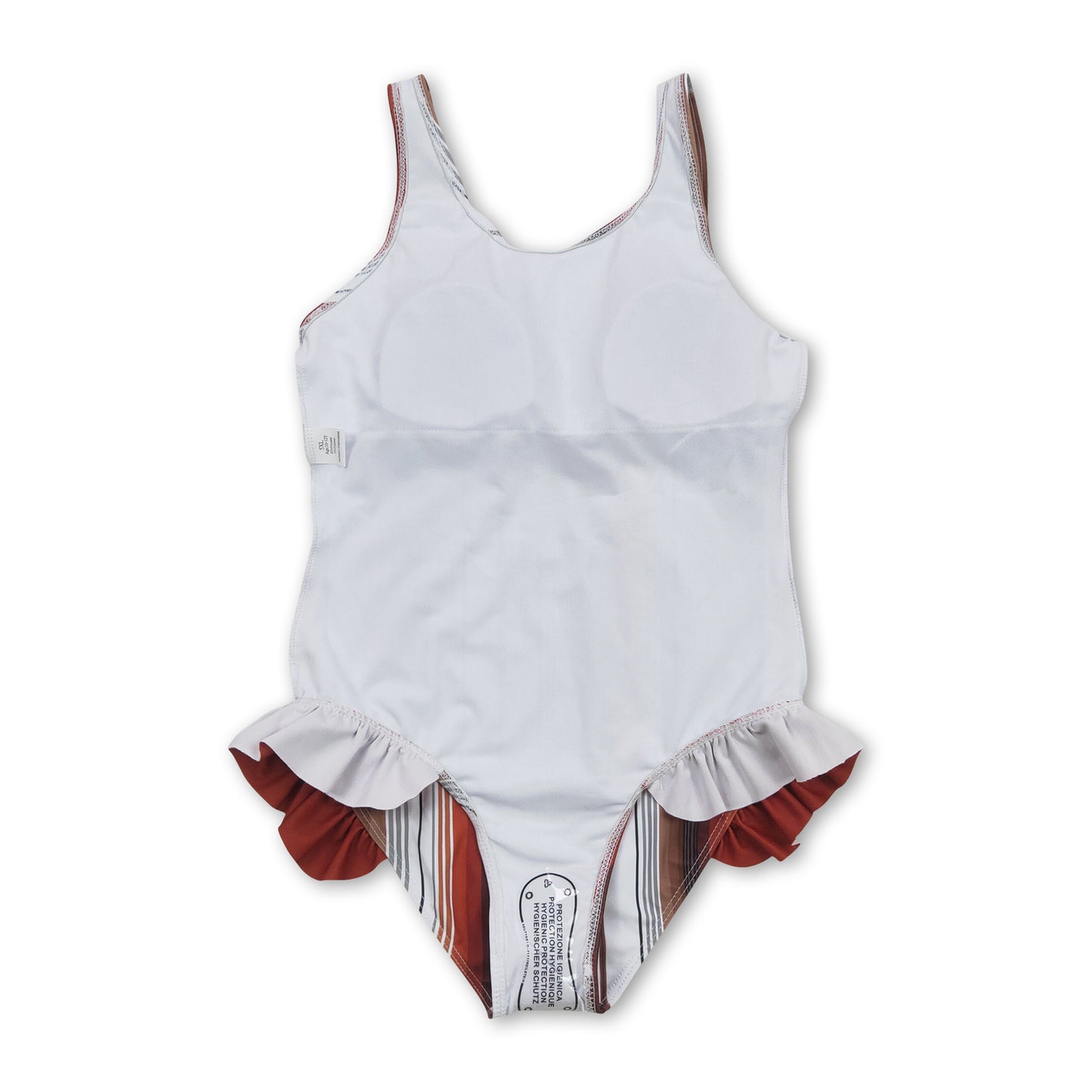 Sleeveless brown stripe one piece baby girls swimsuit