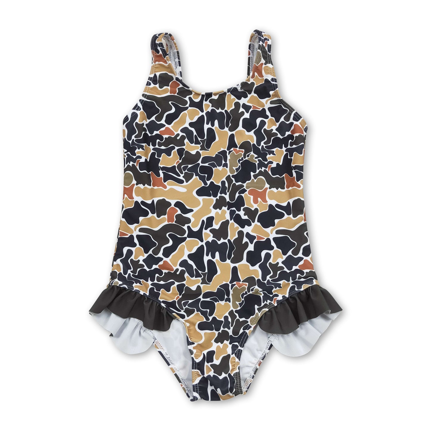 Sleeveless camo one piece baby girls swimsuit