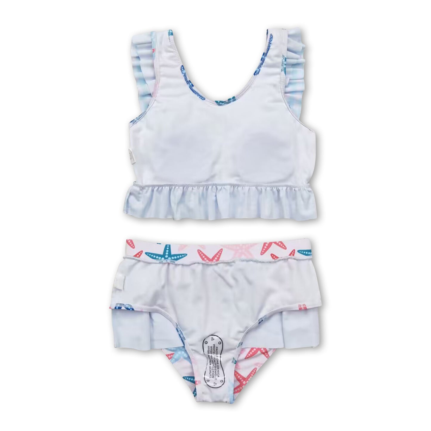 Plaid starfish ruffle baby girls summer swimsuit