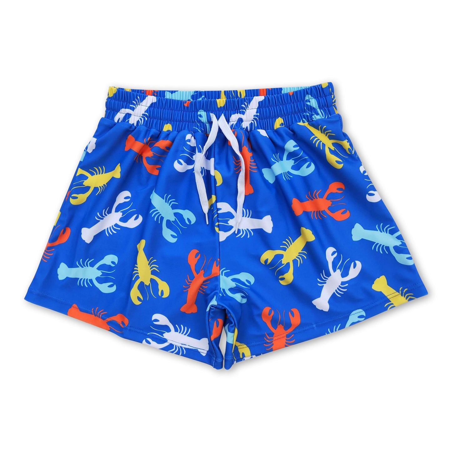 Colorful crawfish kids boys summer swim trunks