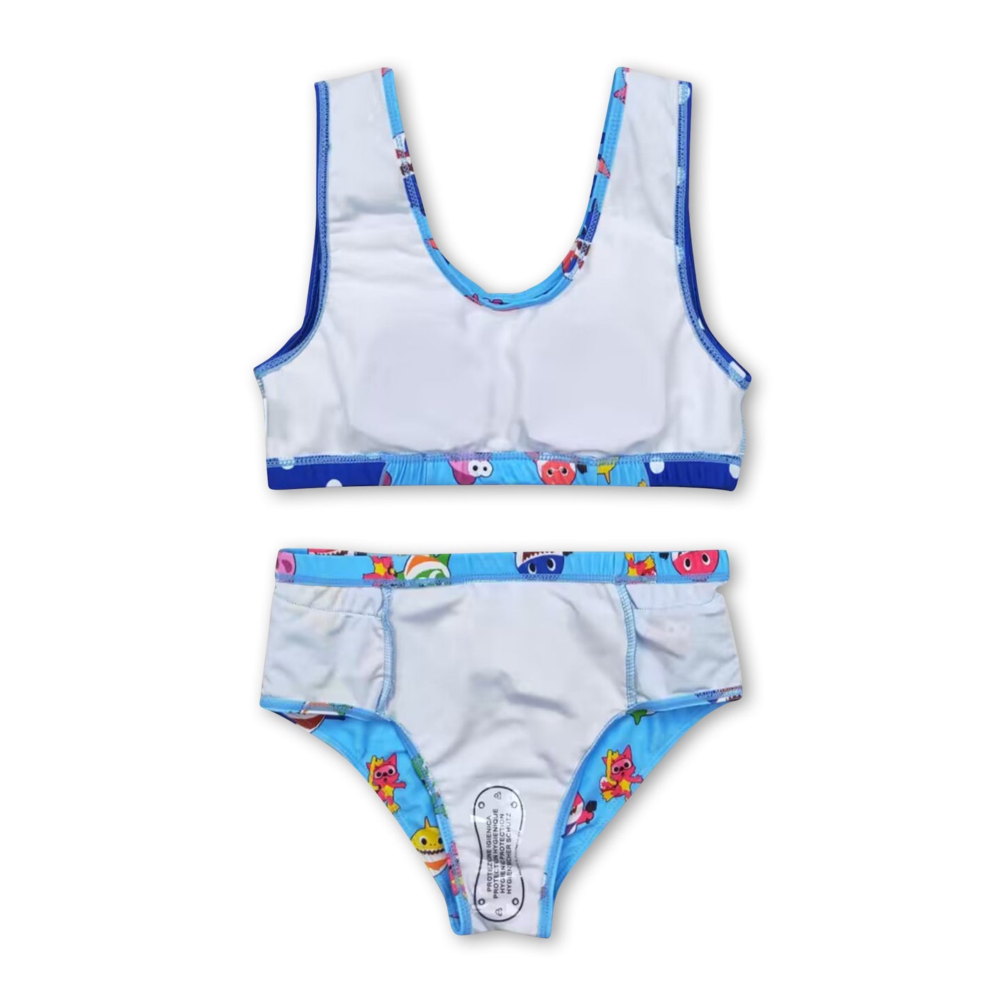 Blue polka dots shark baby girls summer swimsuit