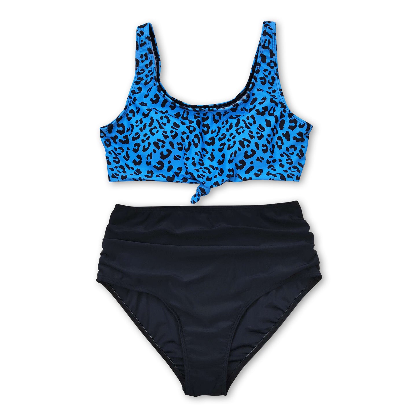 Blue leopard mommy and me women summer swimsuit