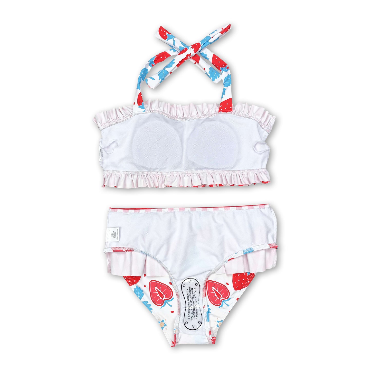 Strawberry plaid two pieces girls summer swimwear