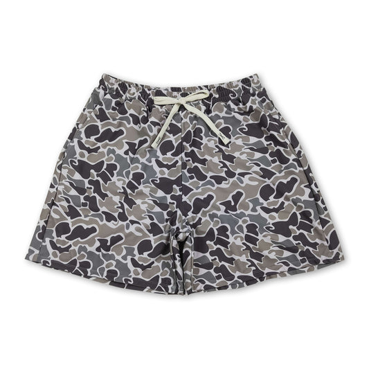 Camo print adult men summer swim trunks