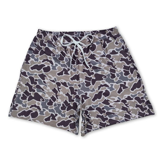 Camo print adult men summer swim trunks