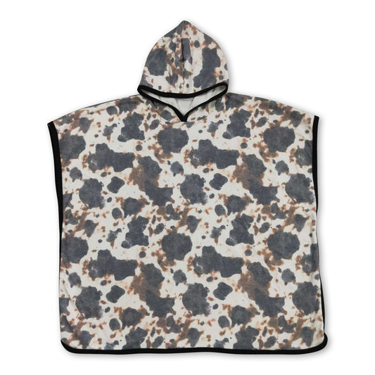 Cow print hooded kids swimming cover up