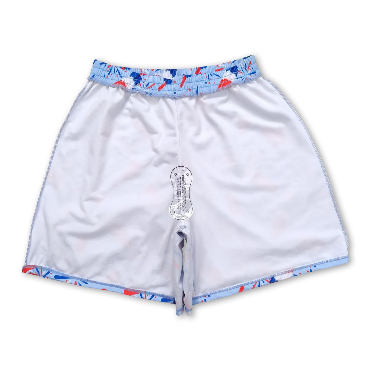 Blue firework popsicle adult men 4th of july swim trunks