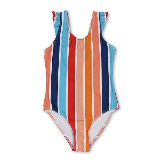 Stripe mommy and me kids girls summer swimsuit