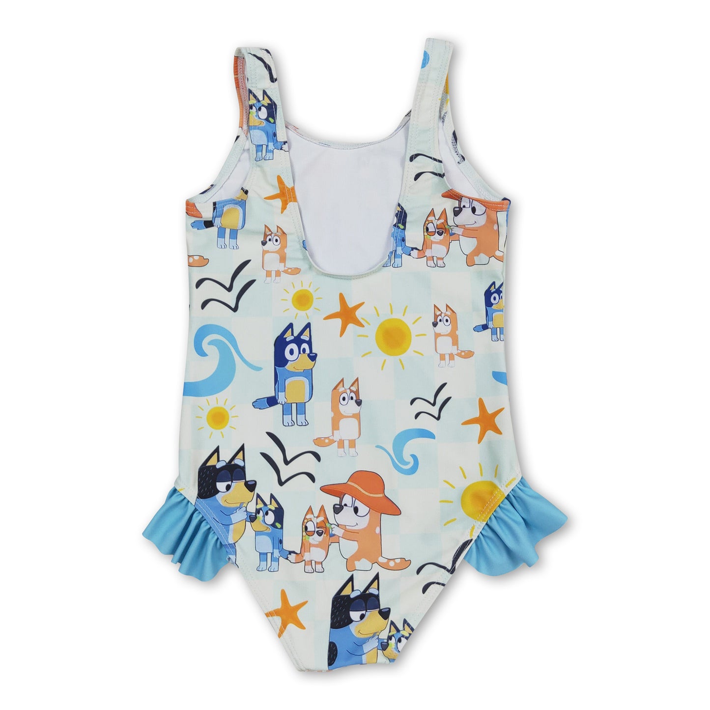 Sleeveless dog sun starfish girls summer swimsuit