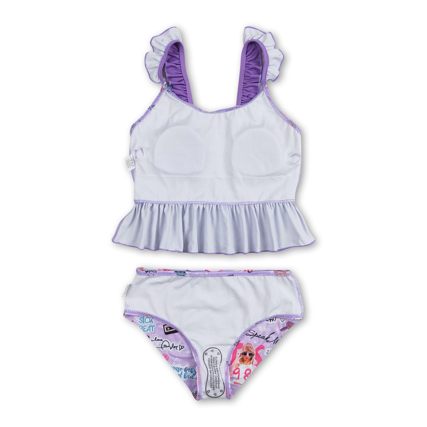 Purple guitar smile two pieces singer girls swimsuit