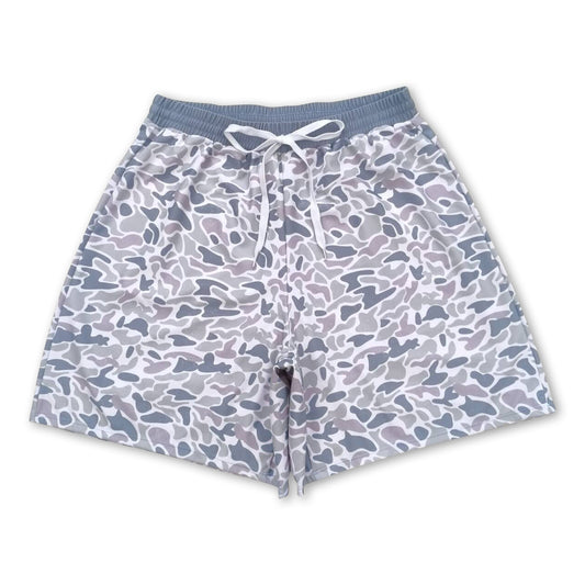 Grey camo adult men summer swim shorts