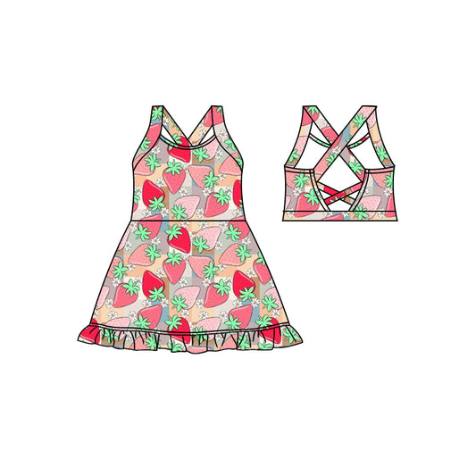 Straps strawberry baby girls summer active wear