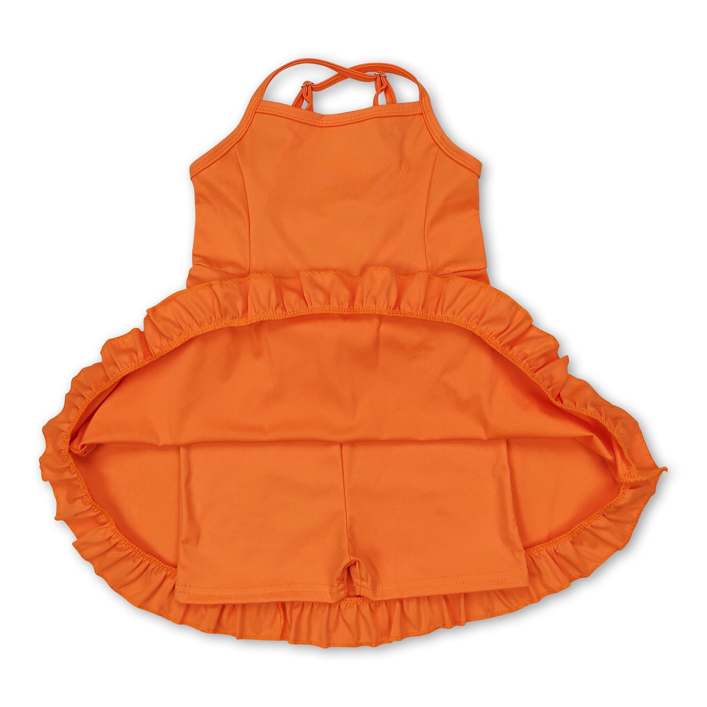 Orange straps ruffle baby girls summer active wear