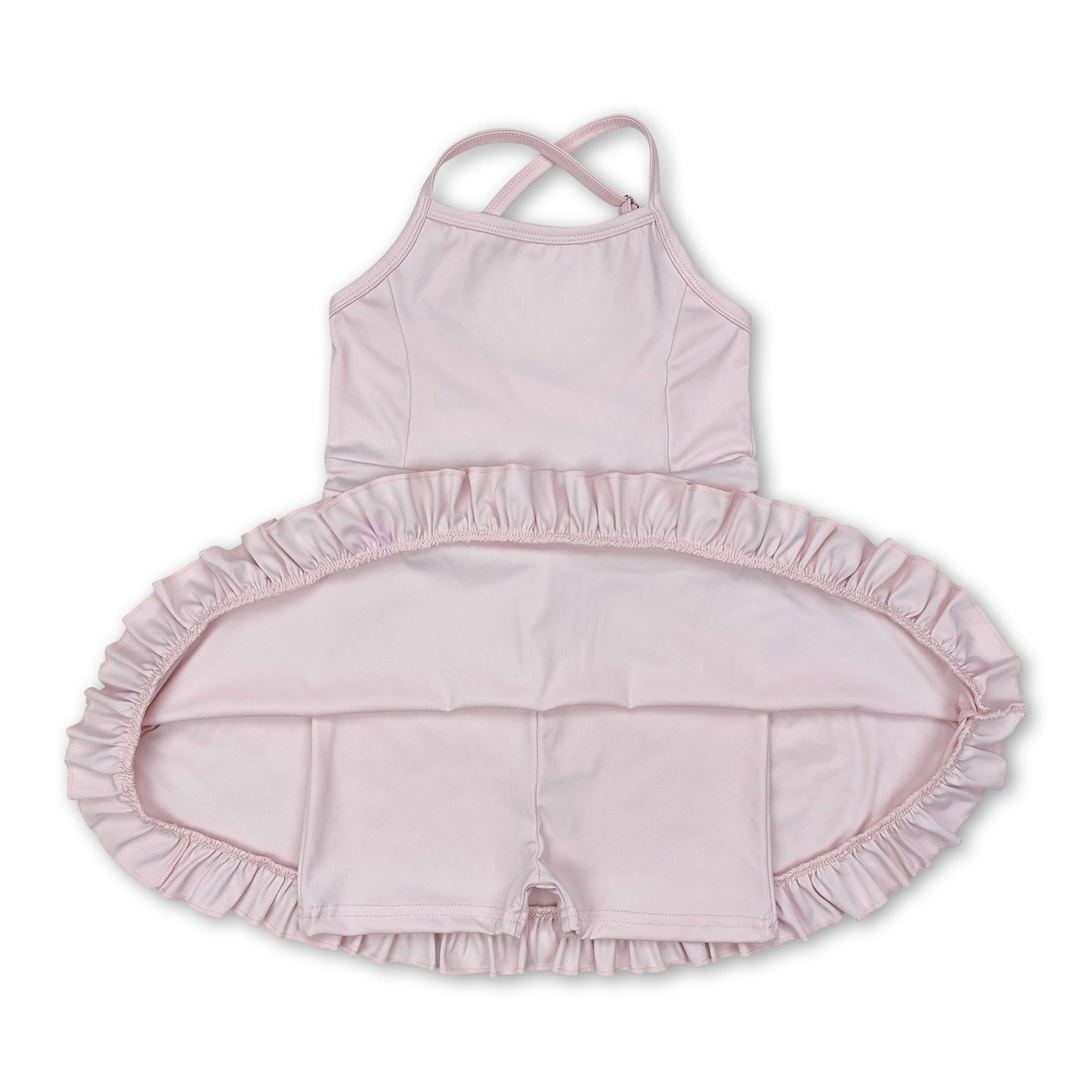 Pink straps ruffle baby girls summer active wear