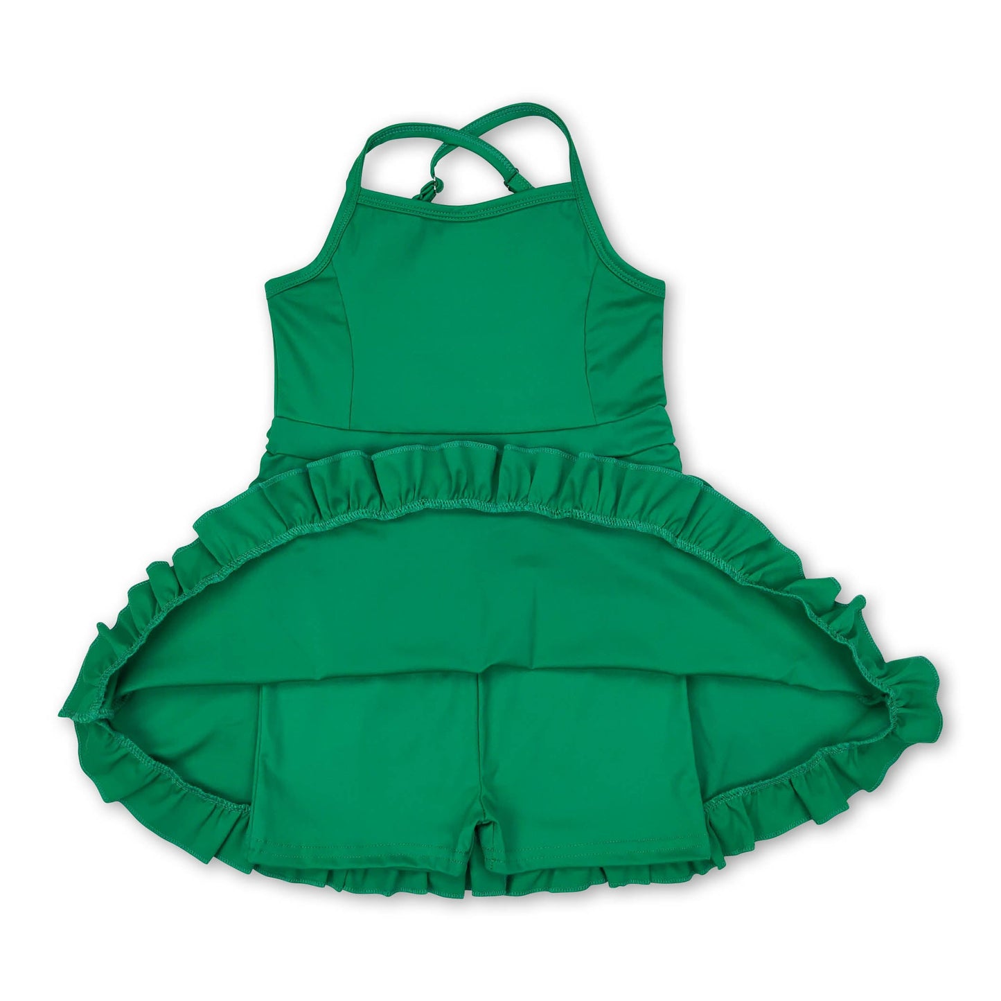Green straps ruffle baby girls summer active wear