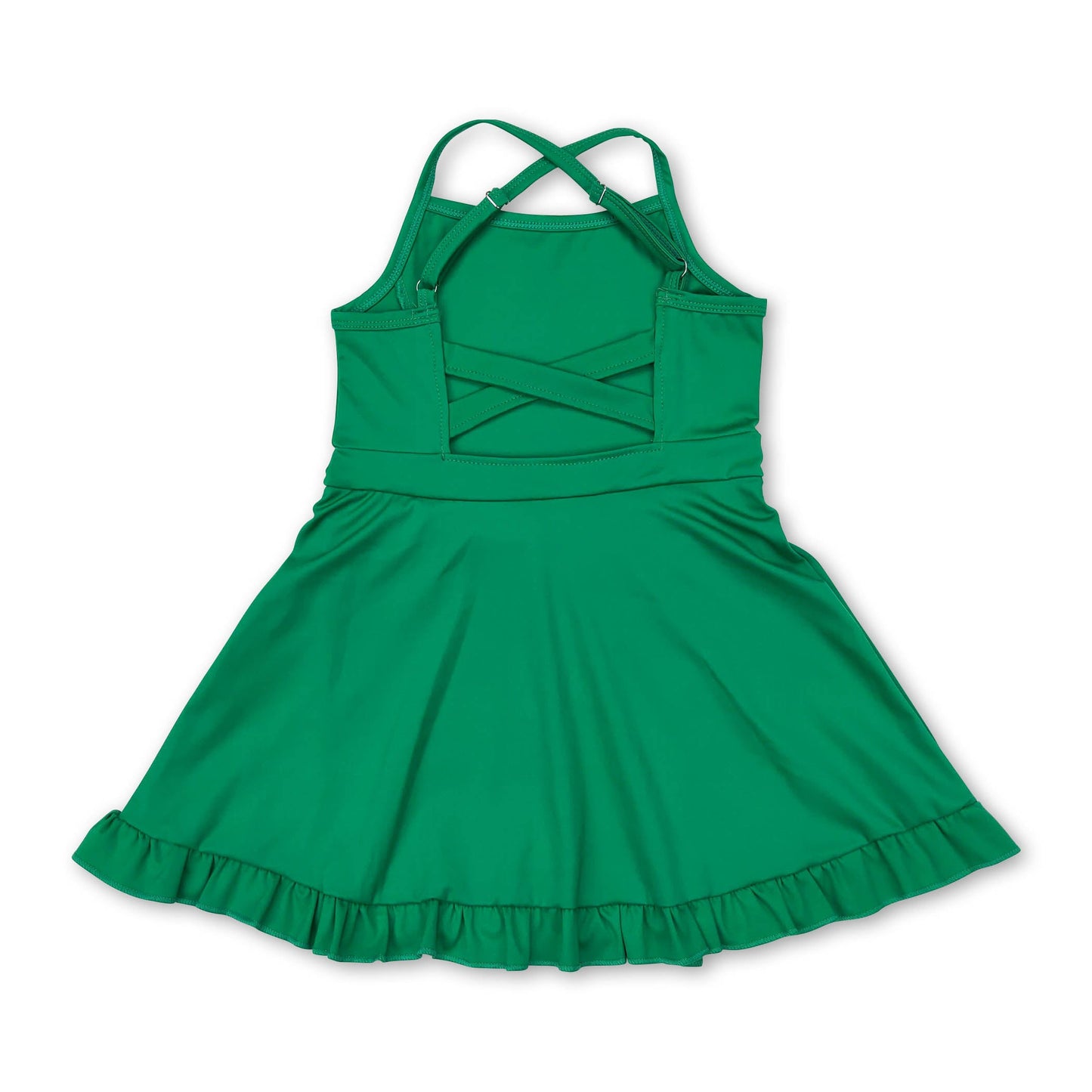 Green straps ruffle baby girls summer active wear