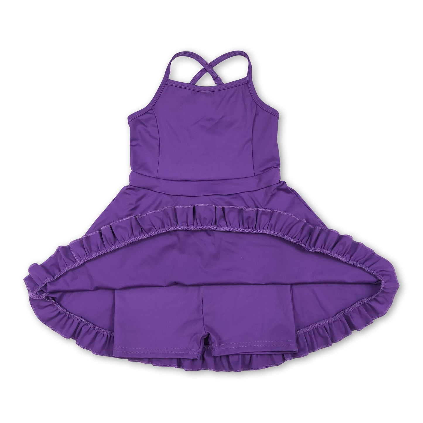 Purple straps ruffle baby girls summer active wear