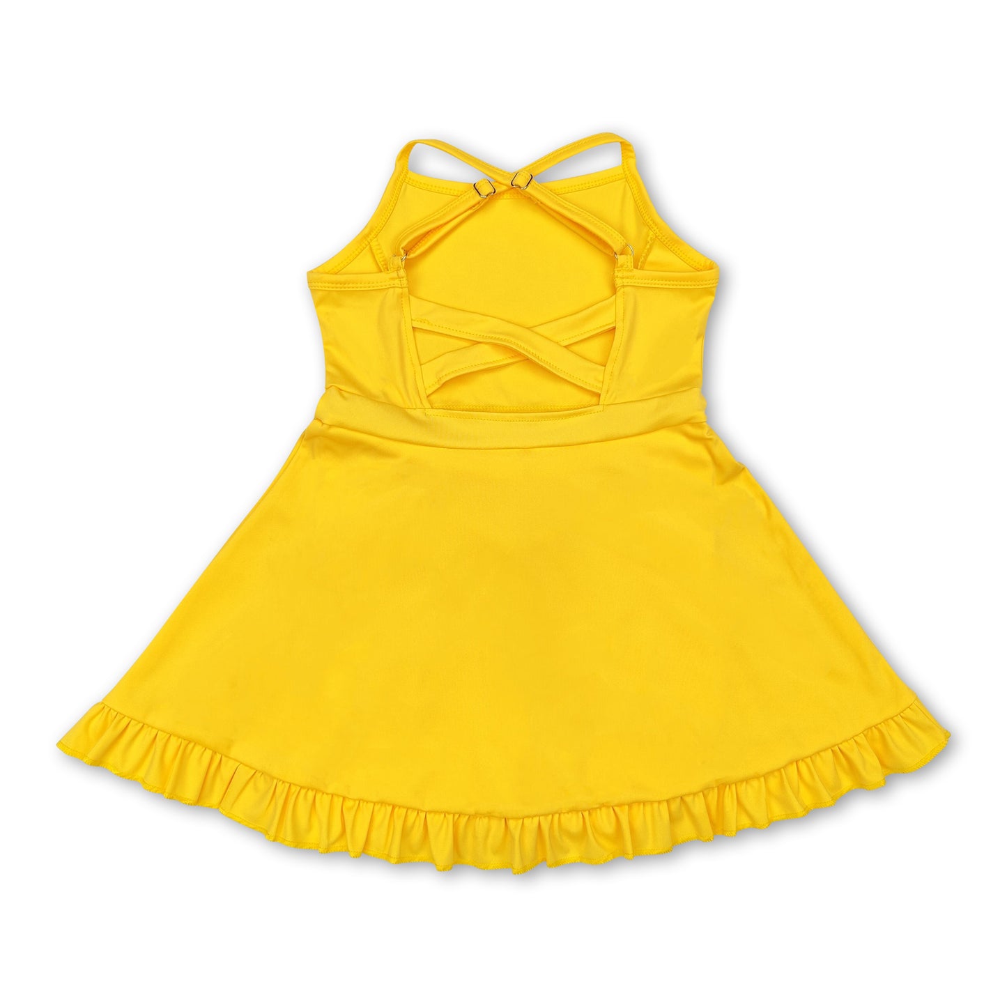 Yellow straps ruffle baby girls summer active wear