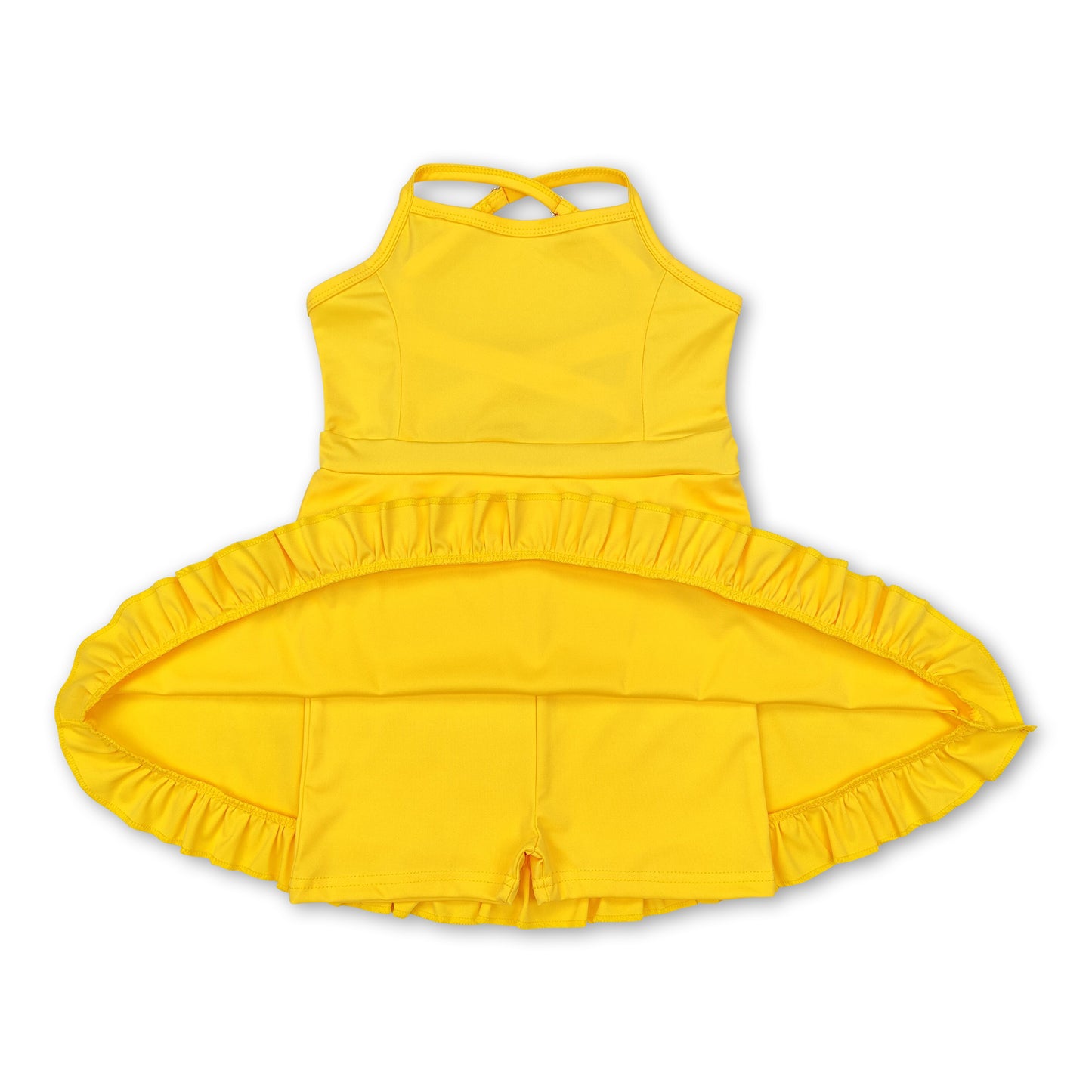 Yellow straps ruffle baby girls summer active wear