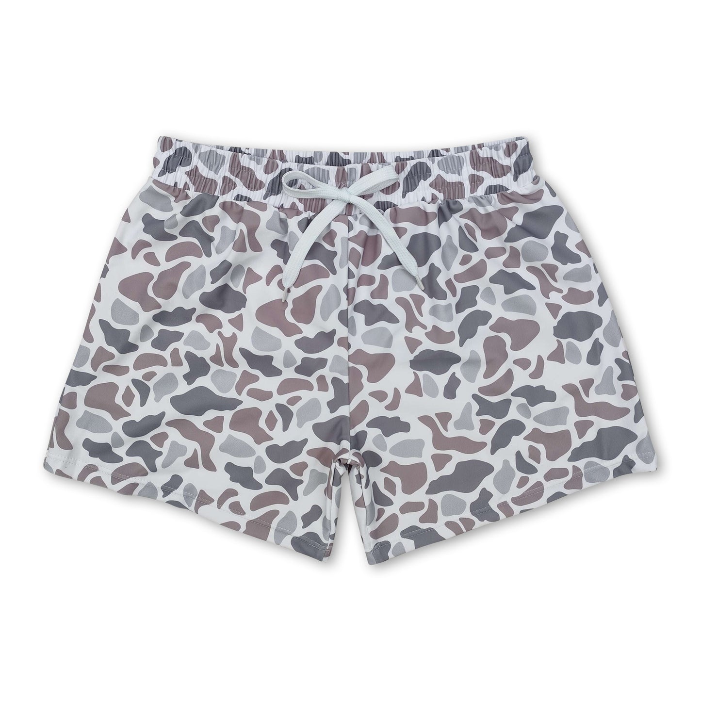 Grey camo kids boys summer swim trunks