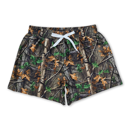 Camo leaves kids boys summer swim trunks