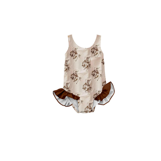 Sleeveless rodeo western baby girls summer swimsuit