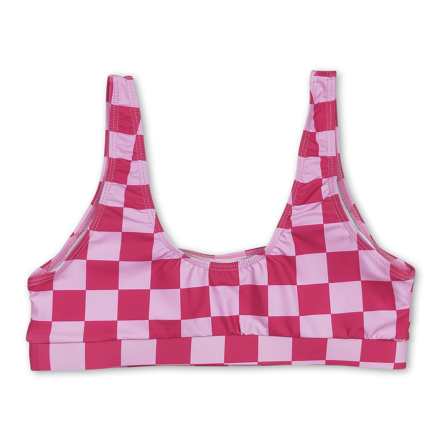 Hot pink plaid adult women summer swim top