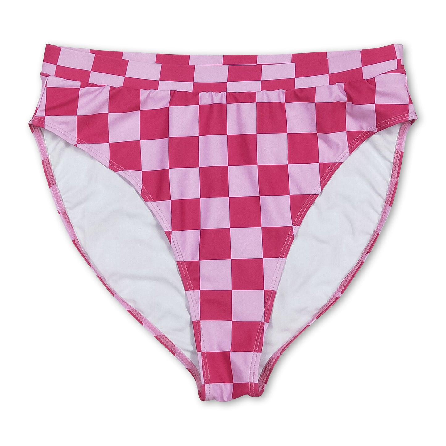 Hot pink plaid adult women summer swim bottoms