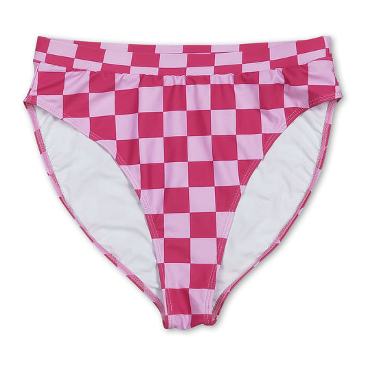 Hot pink plaid adult women summer swim bottoms