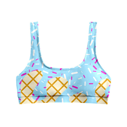 Light blue ice cream sprinkle adult women summer swim top