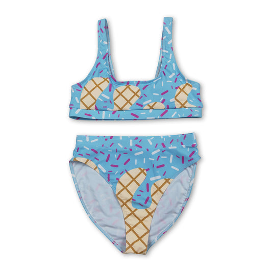 Light blue ice cream sprinkle women summer swimsuit