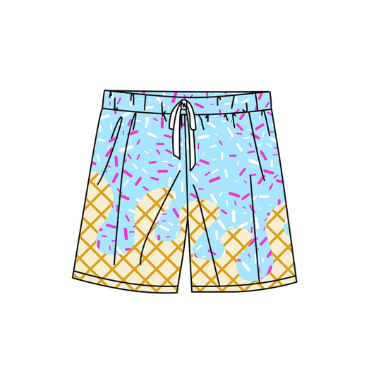 Light blue ice cream sprinkle adult men swim trunks