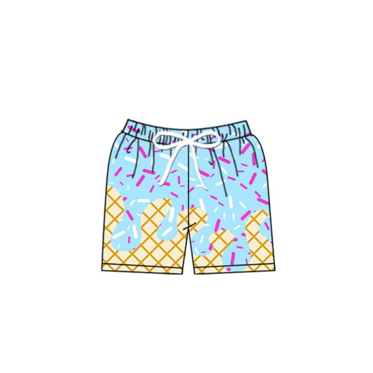 Light blue ice cream sprinkle baby boys summer swim trunks