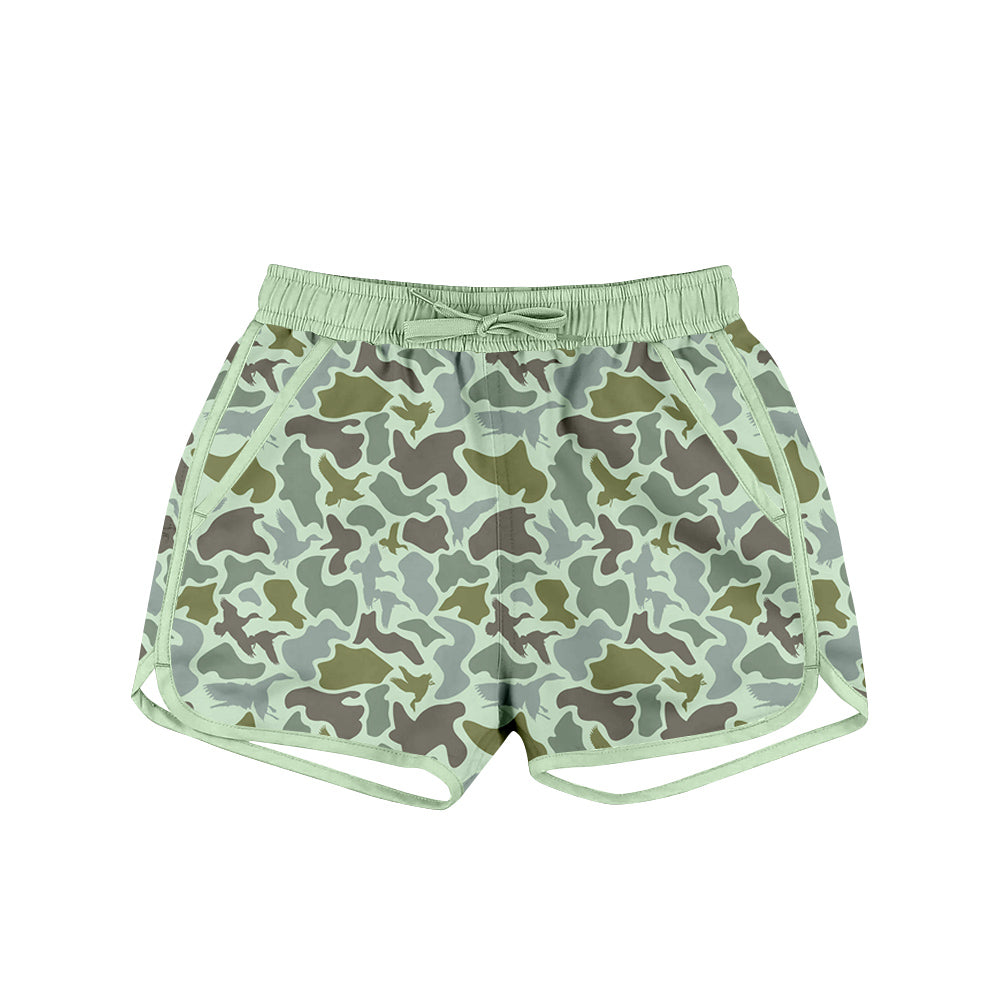 green camo duck baby boys summer swim trunks
