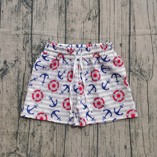 Anchor stripe kids boys 4th of july swim trunks