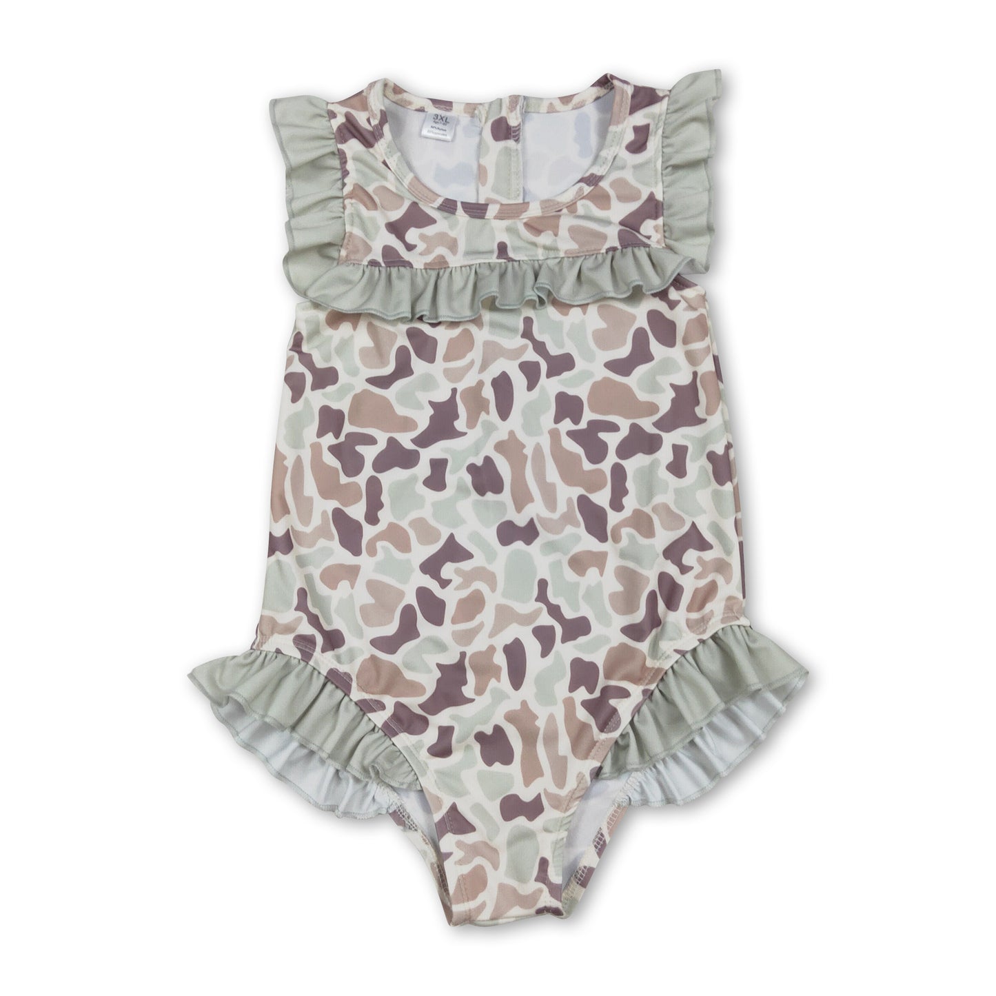 Ruffle camo hunting baby girls one piece swimsuit