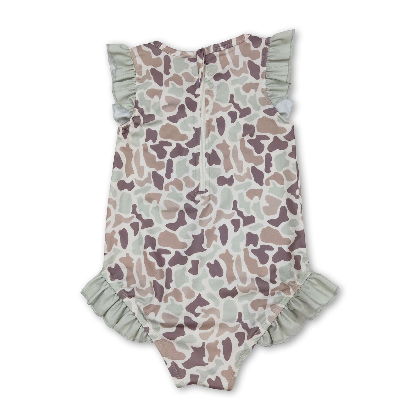 Ruffle camo hunting baby girls one piece swimsuit