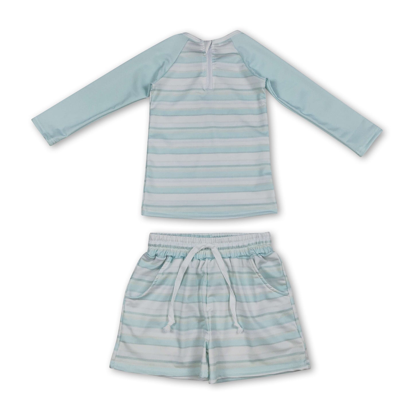 Long sleeves stripe top shorts kids boys swimsuit