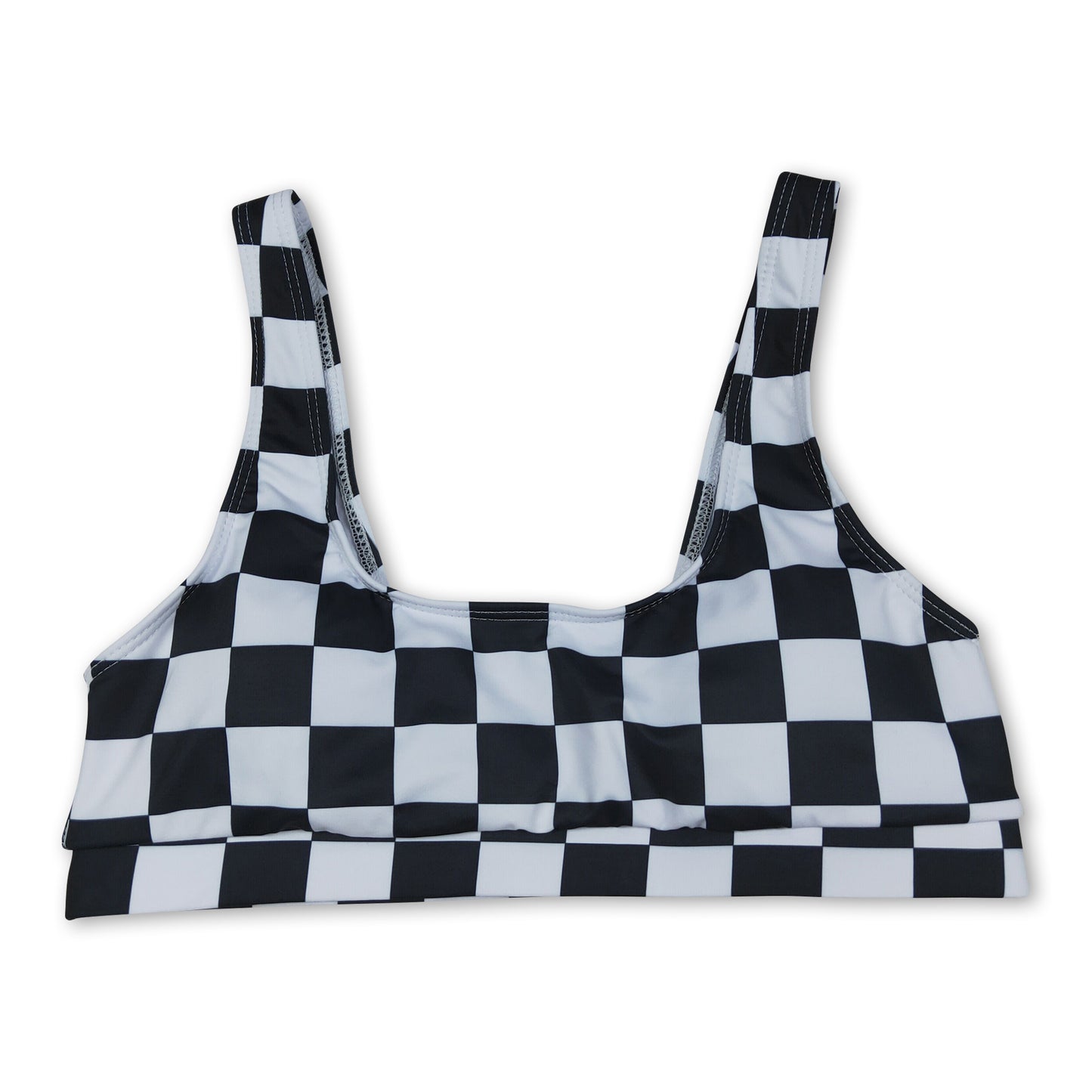 Black plaid adult women summer swim top