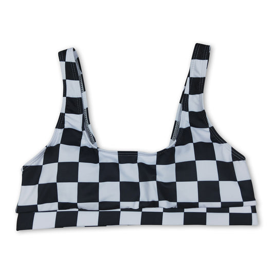 Black plaid adult women summer swim top