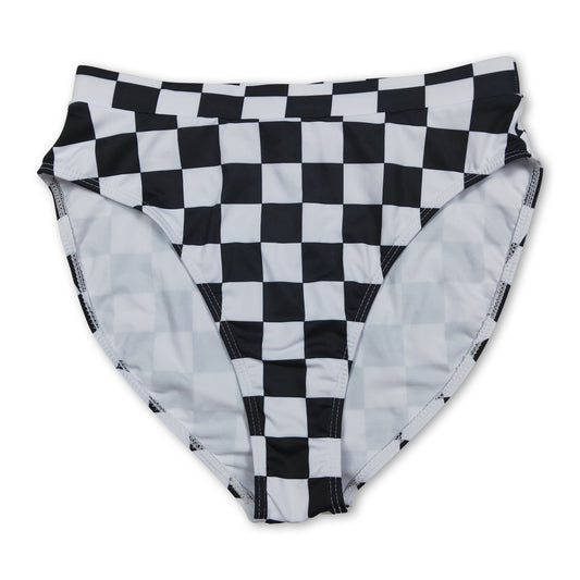 Black plaid adult women summer swim bottoms