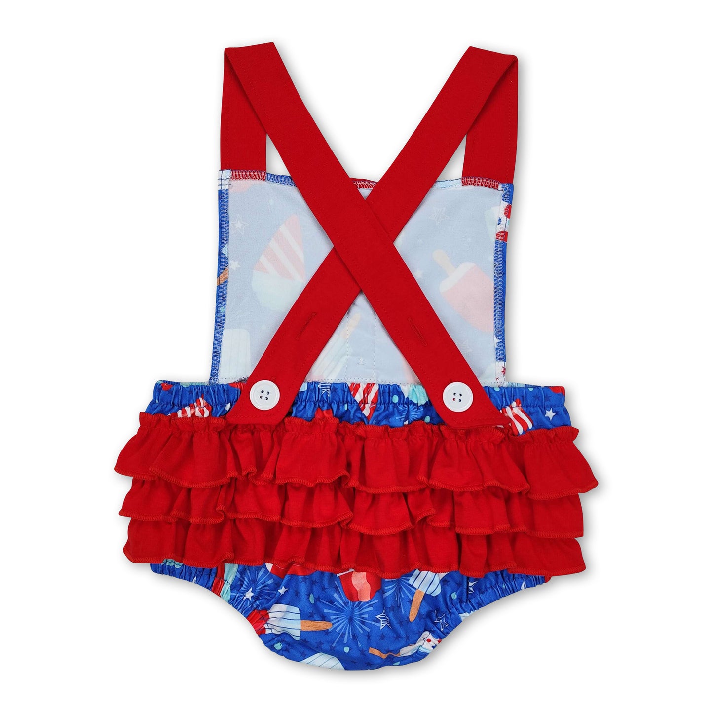 Popsicle ruffle bubbles baby 4th of July romper