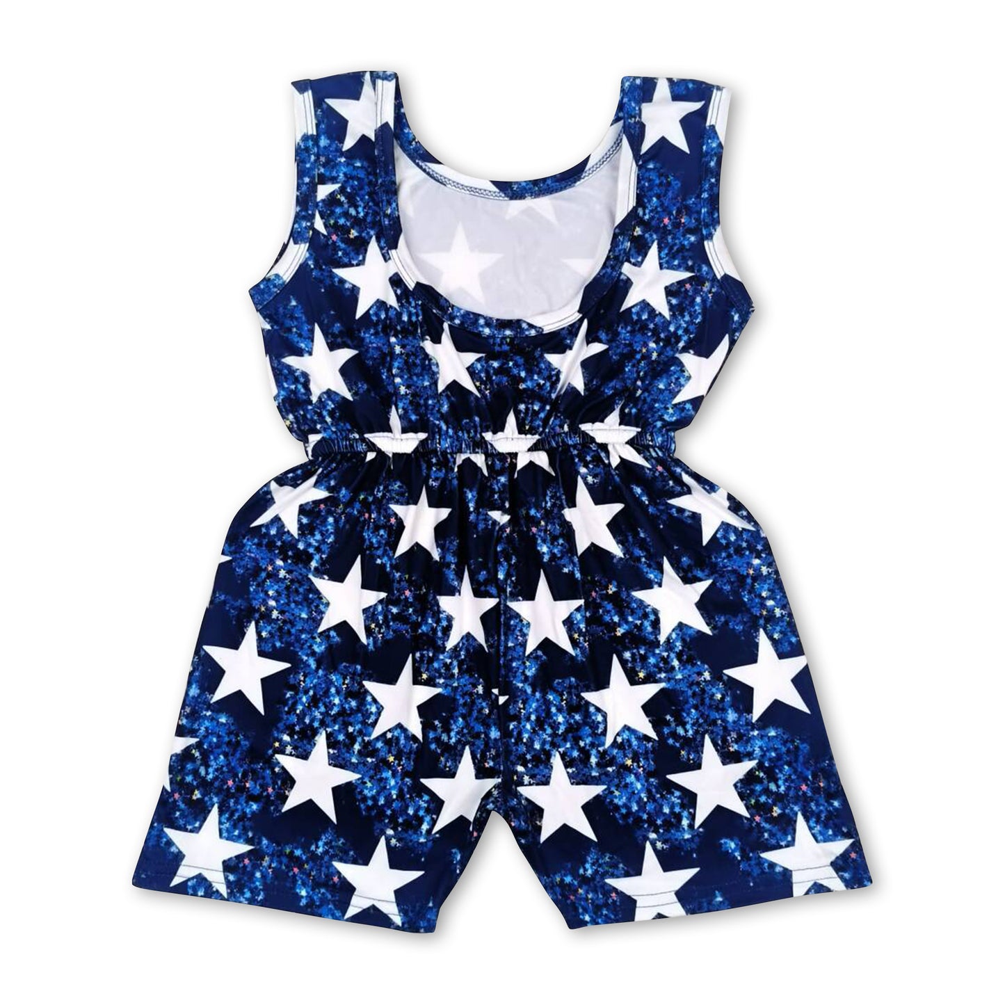 Blue star pocket girls 4th of july jumpsuit