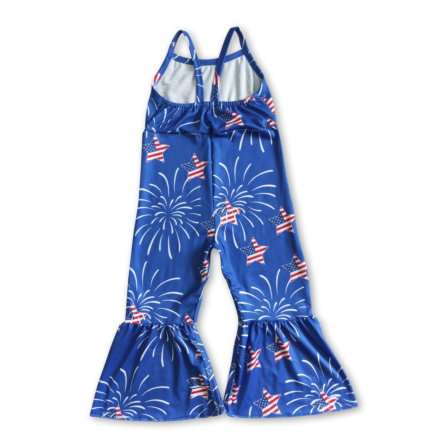 Firework blue kids girls 4th of july jumpsuit