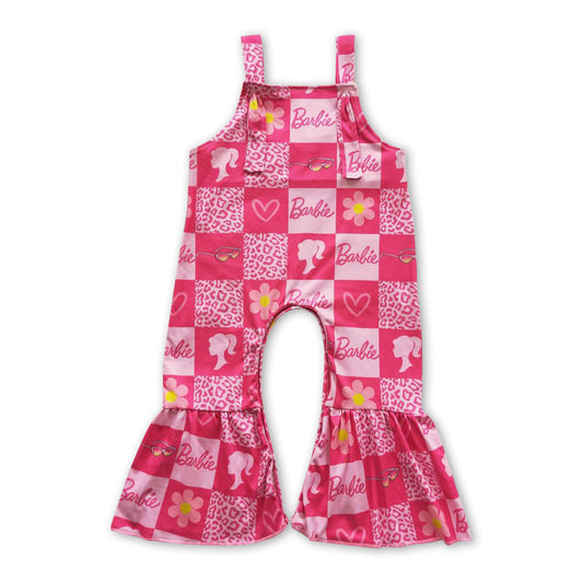 Sleeveless leopard flower patchwork party girls jumpsuit