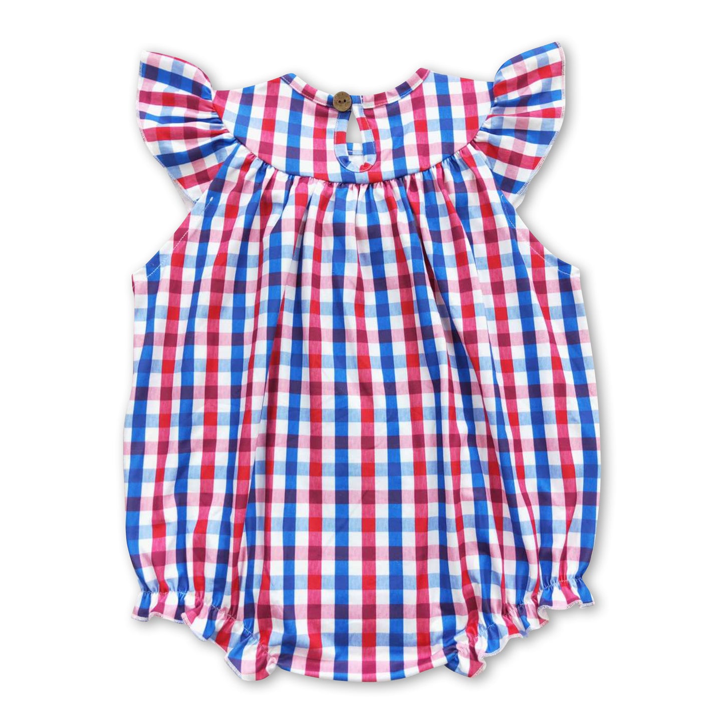 Flag embroidery smock baby girls 4th of july romper