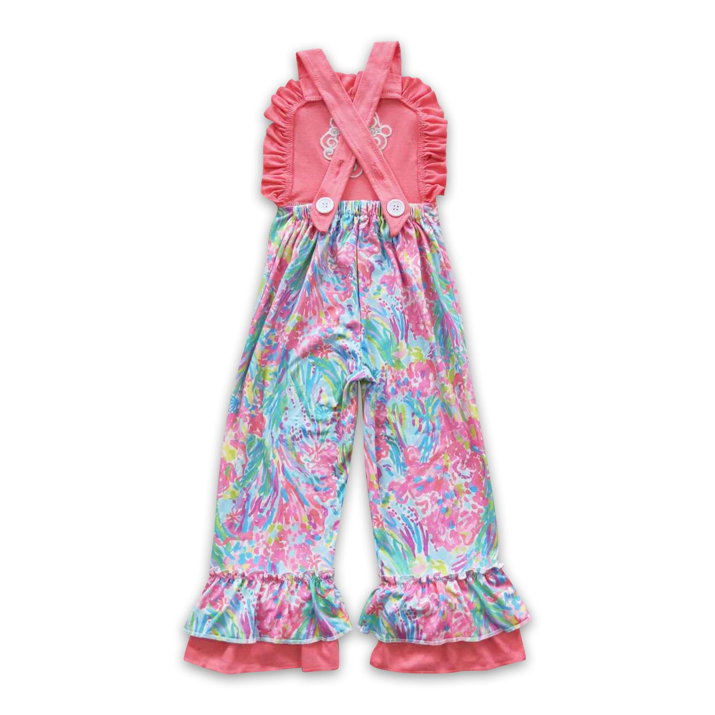 Santa pink tie dye kids girls overalls