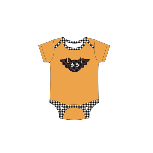Bat short sleeves plaid baby kids Halloween romper