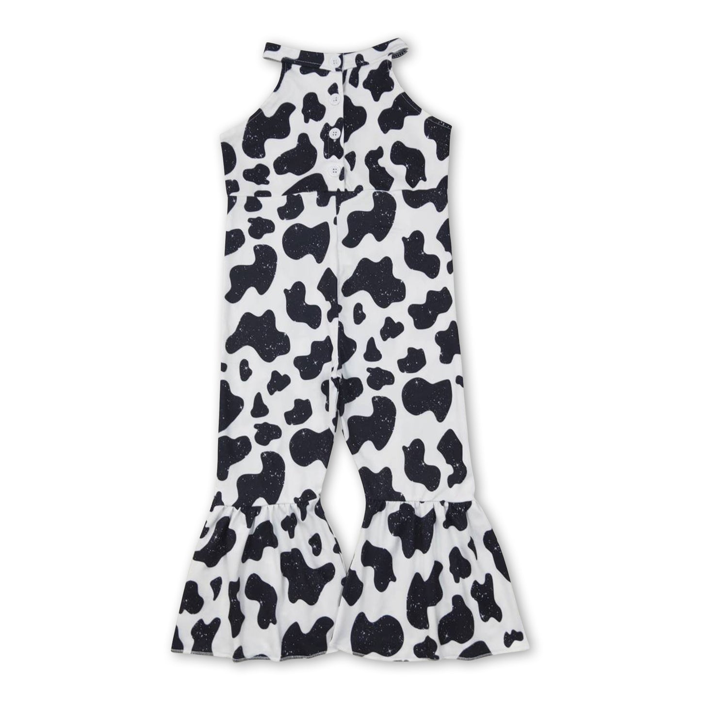 Cow print sleeveless baby girls jumpsuit